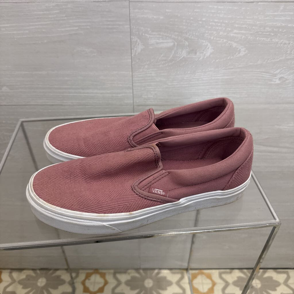 Vans Purple Herringbone Classic Slip On Sneakers 9