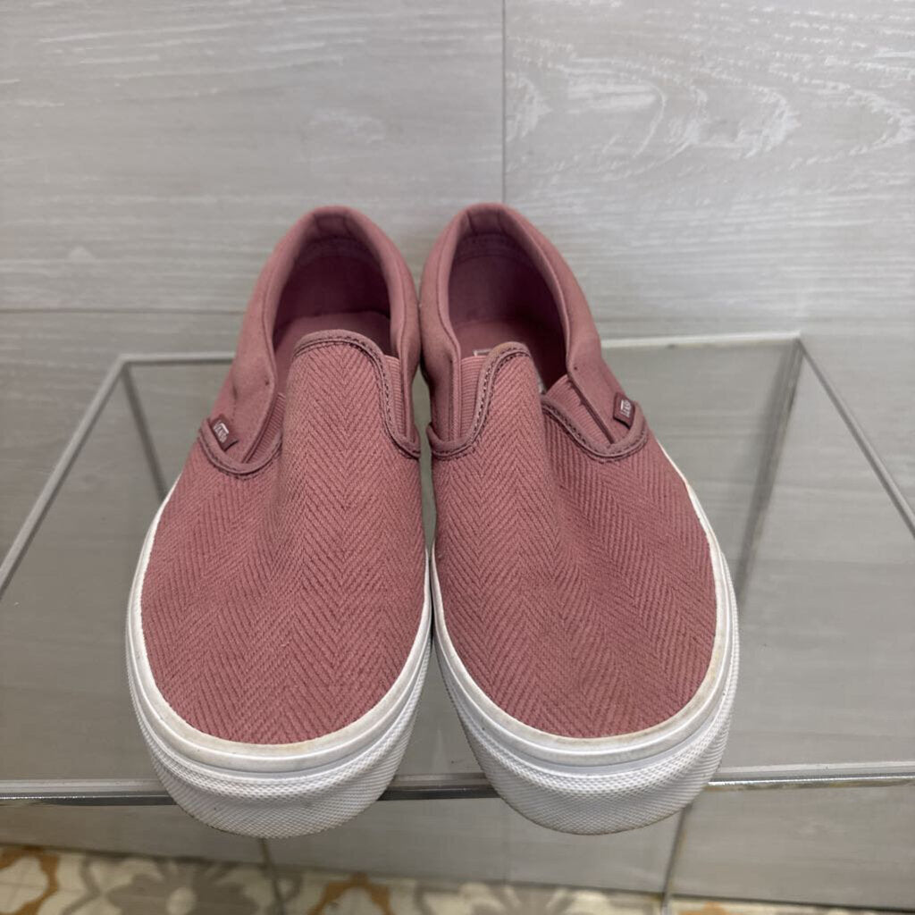 Vans Purple Herringbone Classic Slip On Sneakers 9