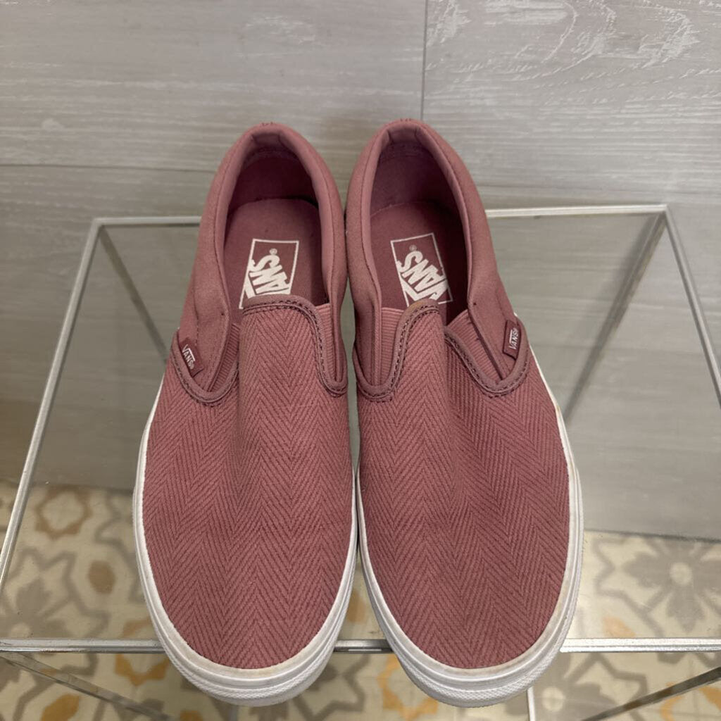 Vans Purple Herringbone Classic Slip On Sneakers 9
