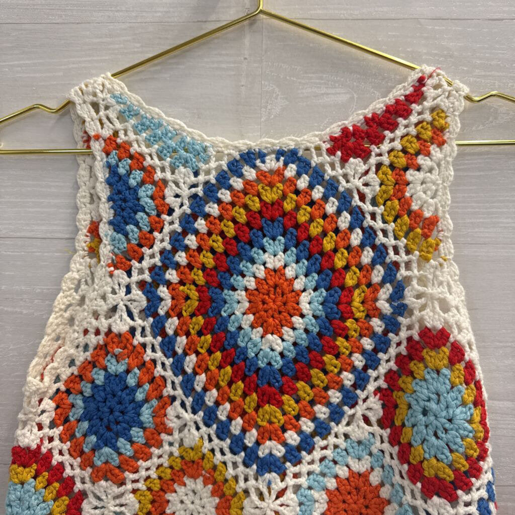 Altar'd State White/ Multi Cropped Crochet Knit Tank Top Small