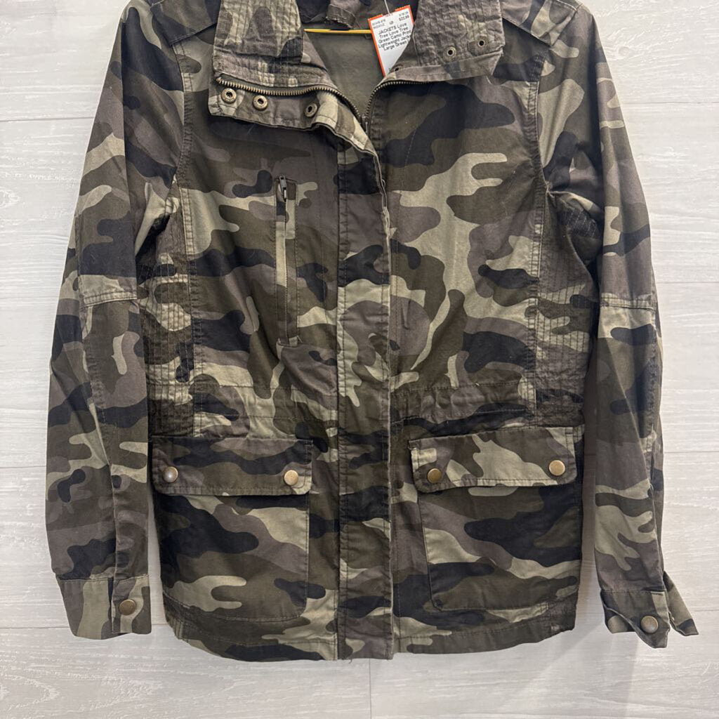 Love Tree Green Camo Print Lightweight Jacket Large