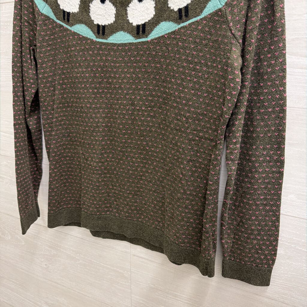 Talbots Green/ Multi Sheep Print Sweater Medium Petite