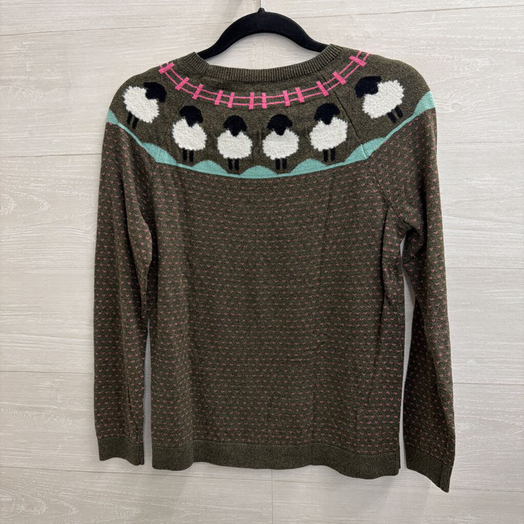 Talbots Green/ Multi Sheep Print Sweater Medium Petite