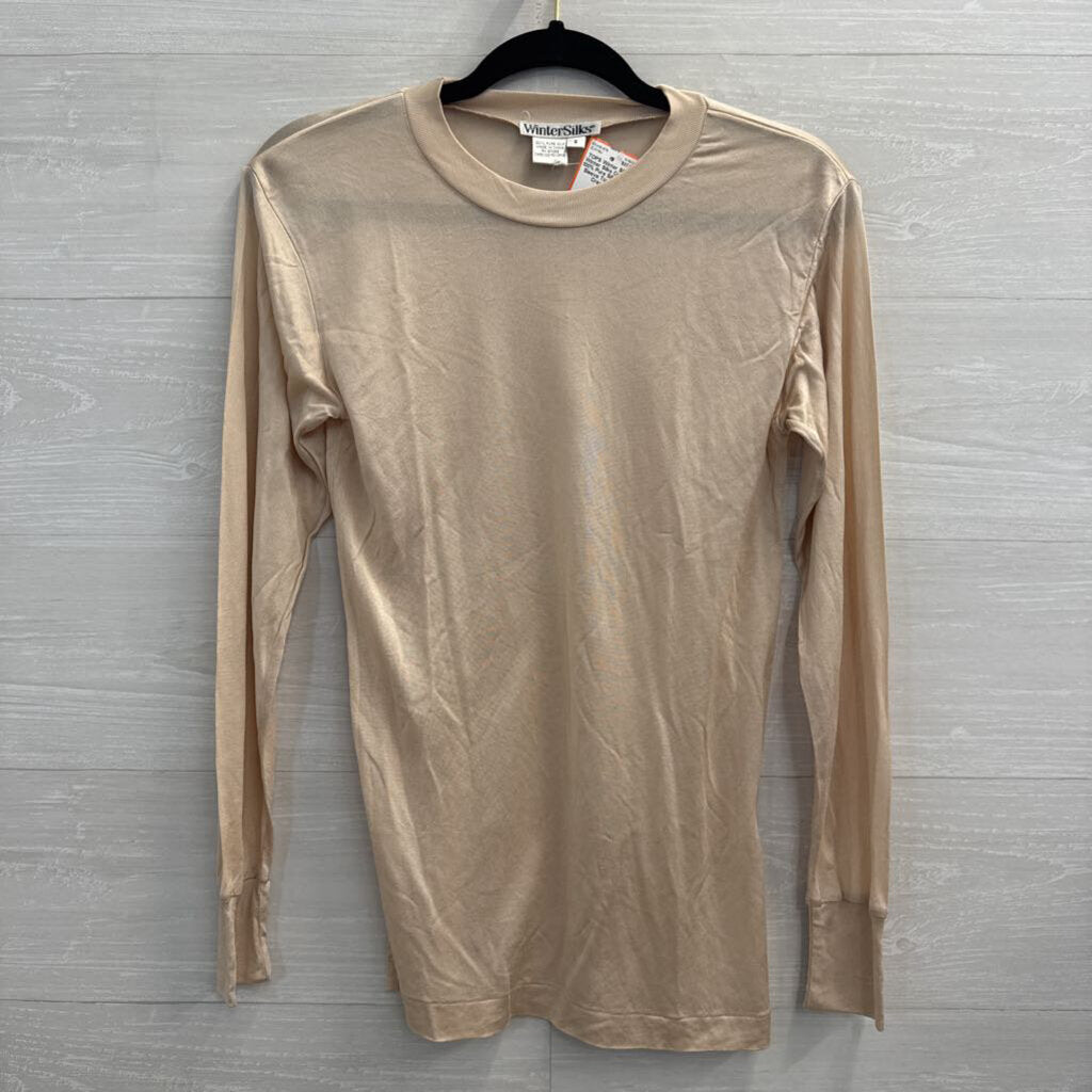 Winter Silks Cream 100% Pure Silk Long Sleeve Top Small
