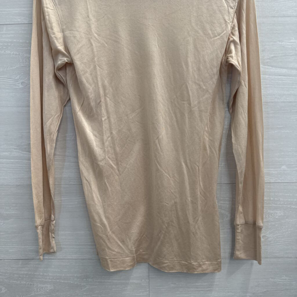 Winter Silks Cream 100% Pure Silk Long Sleeve Top Small