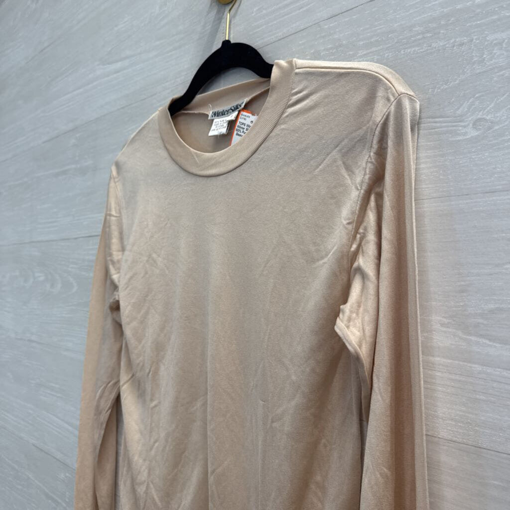 Winter Silks Cream 100% Pure Silk Long Sleeve Top Small