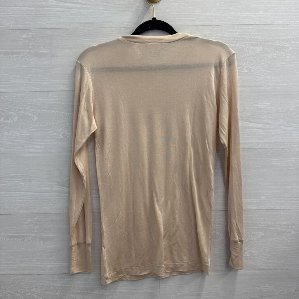 Winter Silks Cream 100% Pure Silk Long Sleeve Top Small