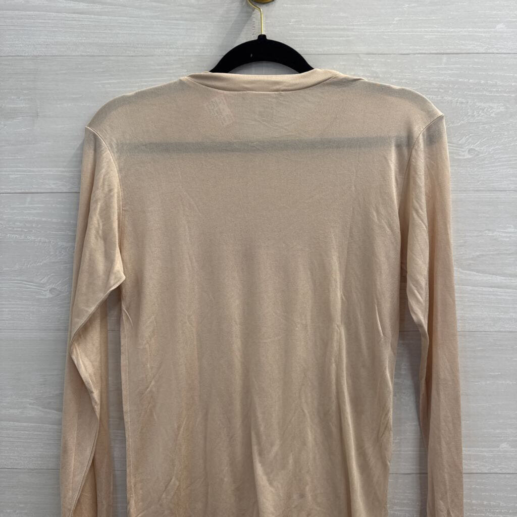 Winter Silks Cream 100% Pure Silk Long Sleeve Top Small