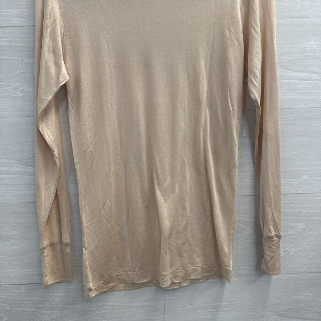 Winter Silks Cream 100% Pure Silk Long Sleeve Top Small