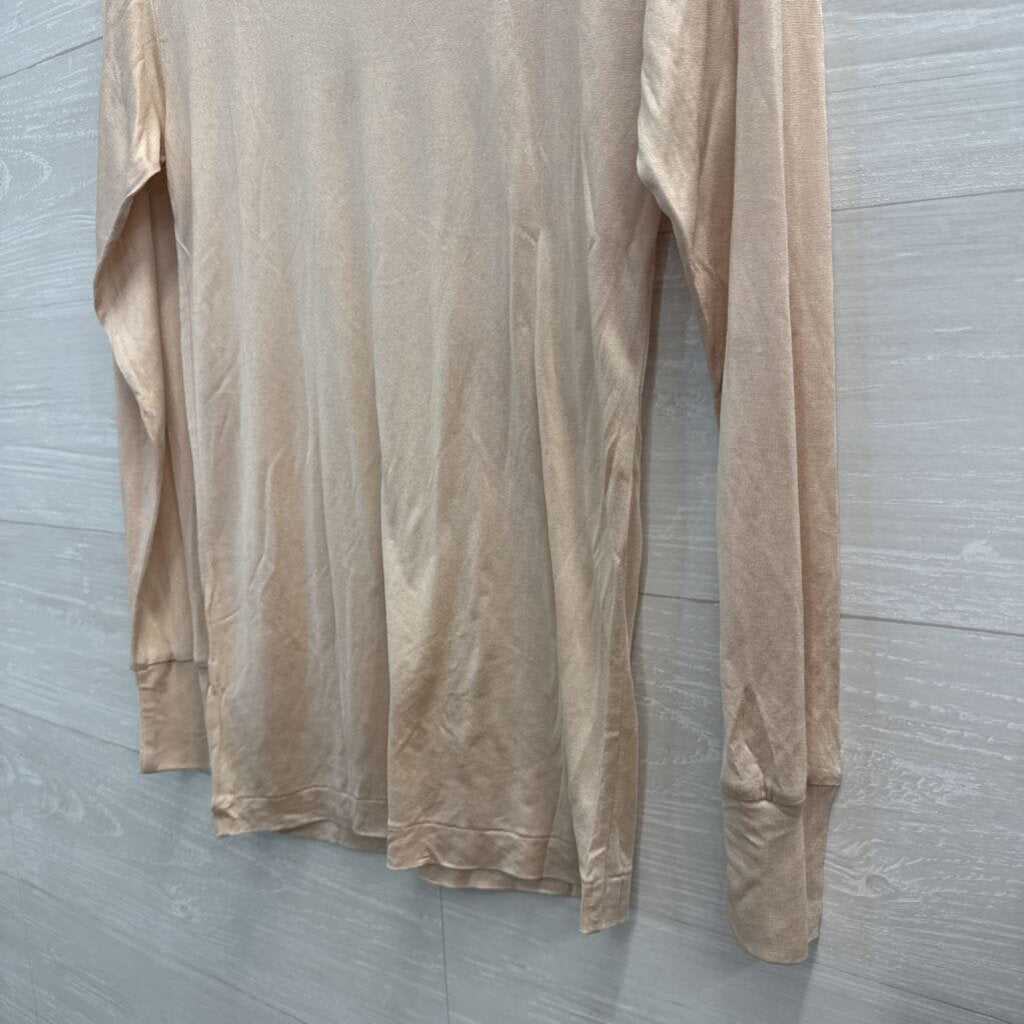 Winter Silks Cream 100% Pure Silk Long Sleeve Top Small