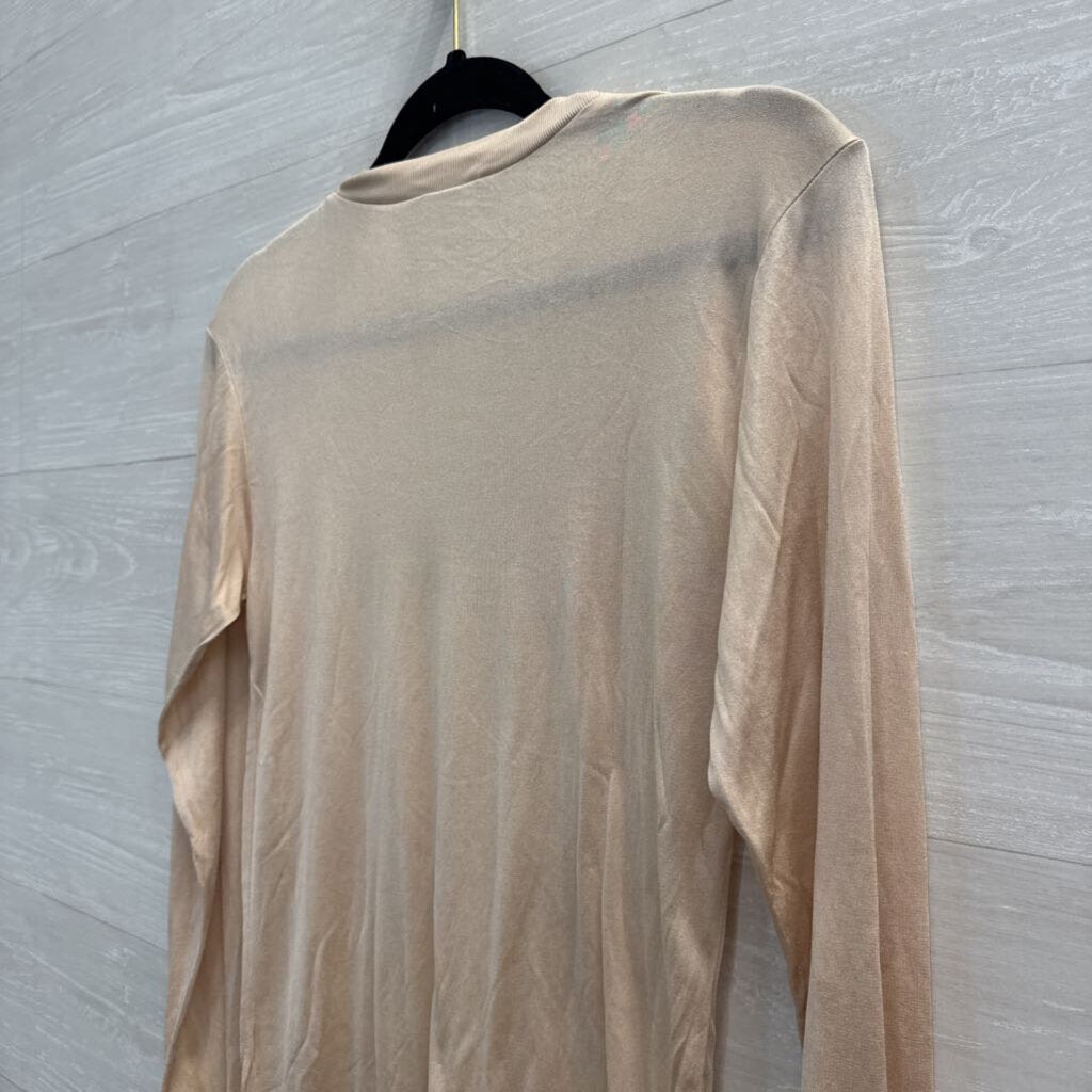 Winter Silks Cream 100% Pure Silk Long Sleeve Top Small