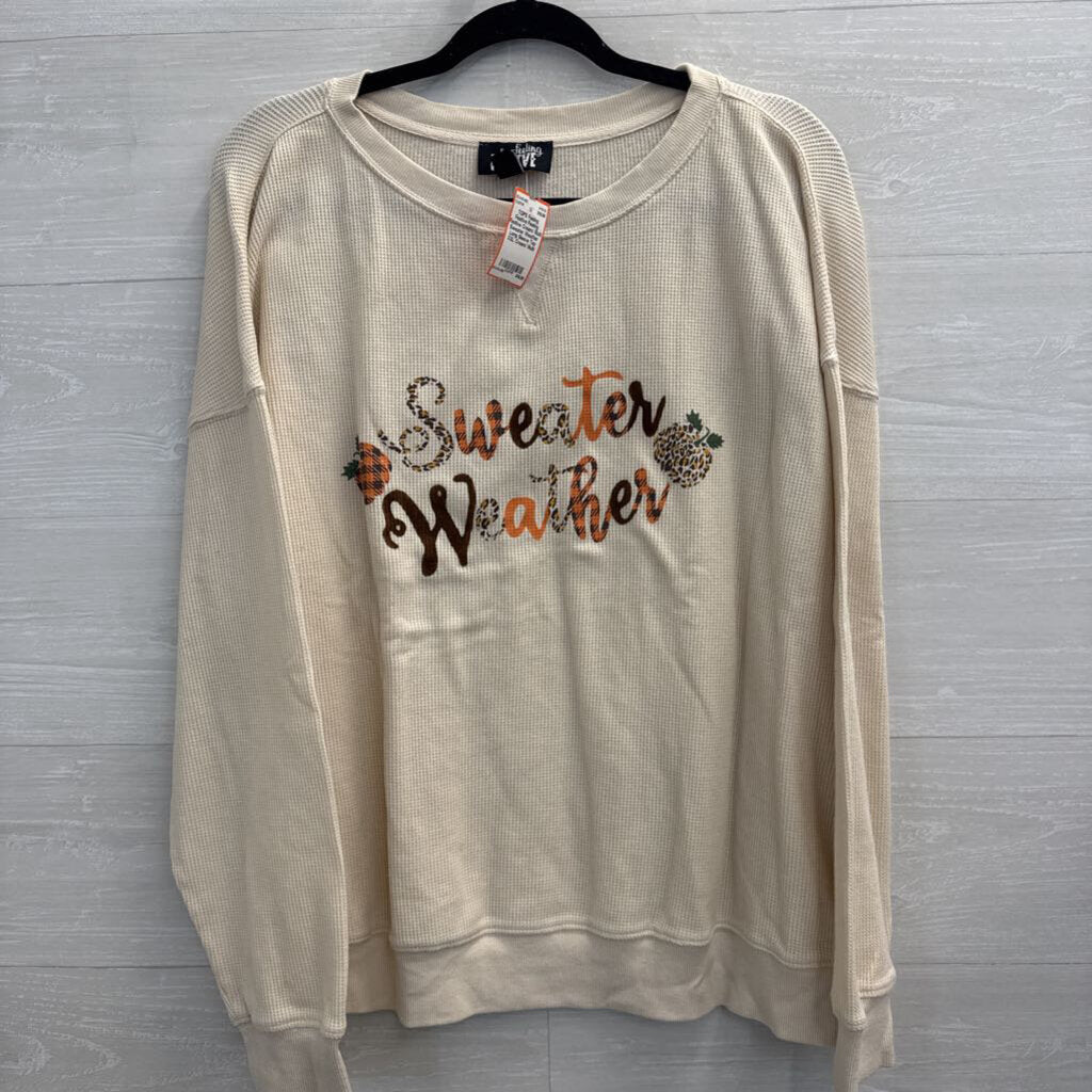 Feeling Festive Cream/ Multi Sweater Weather Long Sleeve Top XXL