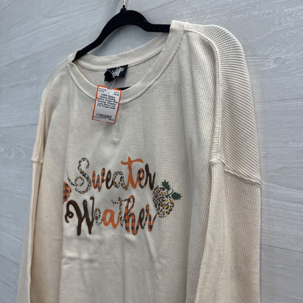 Feeling Festive Cream/ Multi Sweater Weather Long Sleeve Top XXL