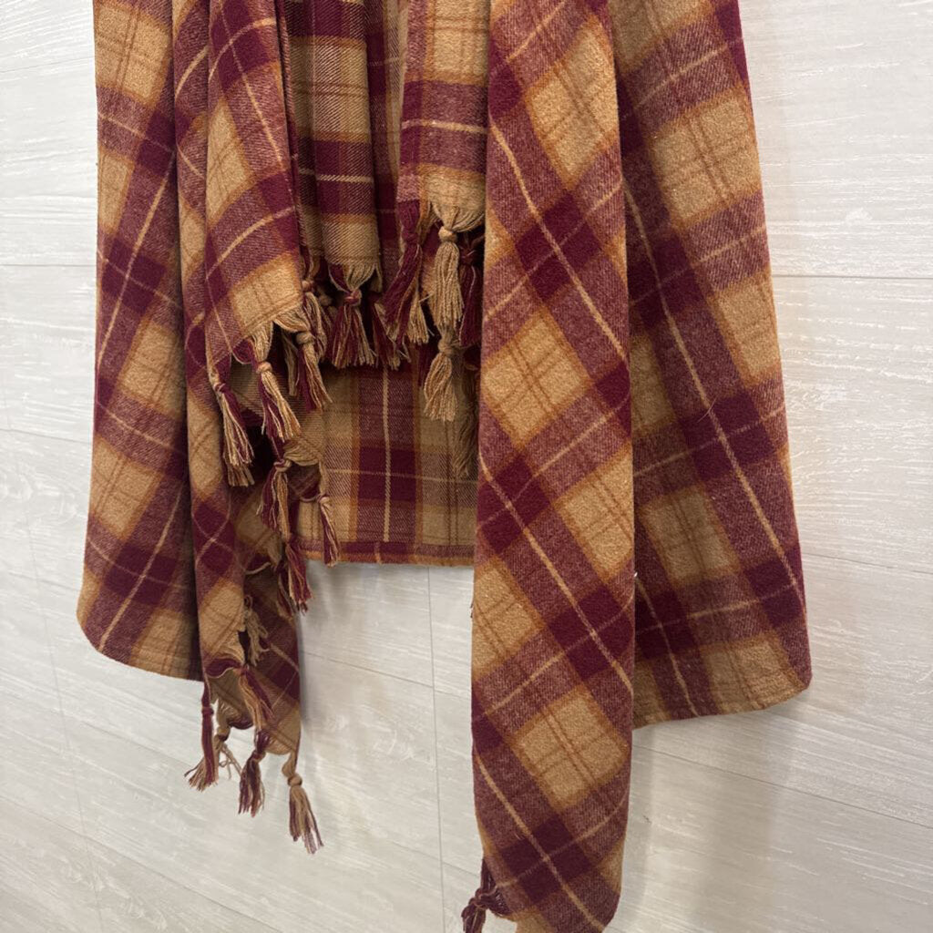 Entro Brown/ Burgundy Plaid Open Front Vest Top Small