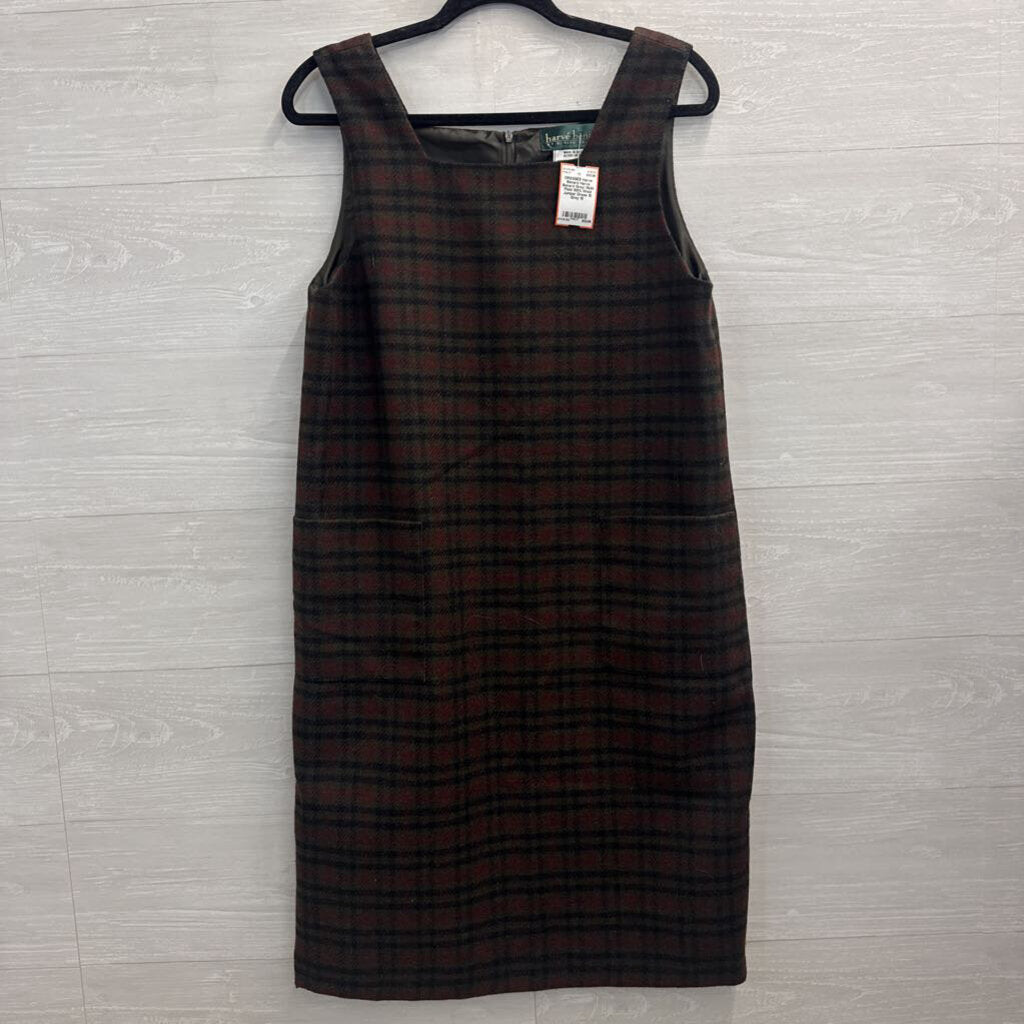 Harve Benard Grey/ Multi Plaid 100% Wool Jumper Dress 10