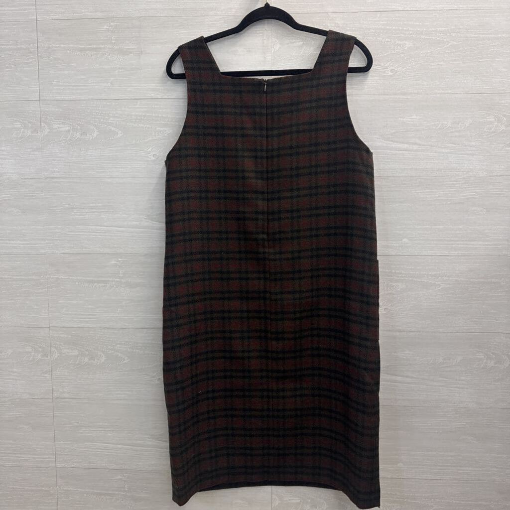 Harve Benard Grey/ Multi Plaid 100% Wool Jumper Dress 10