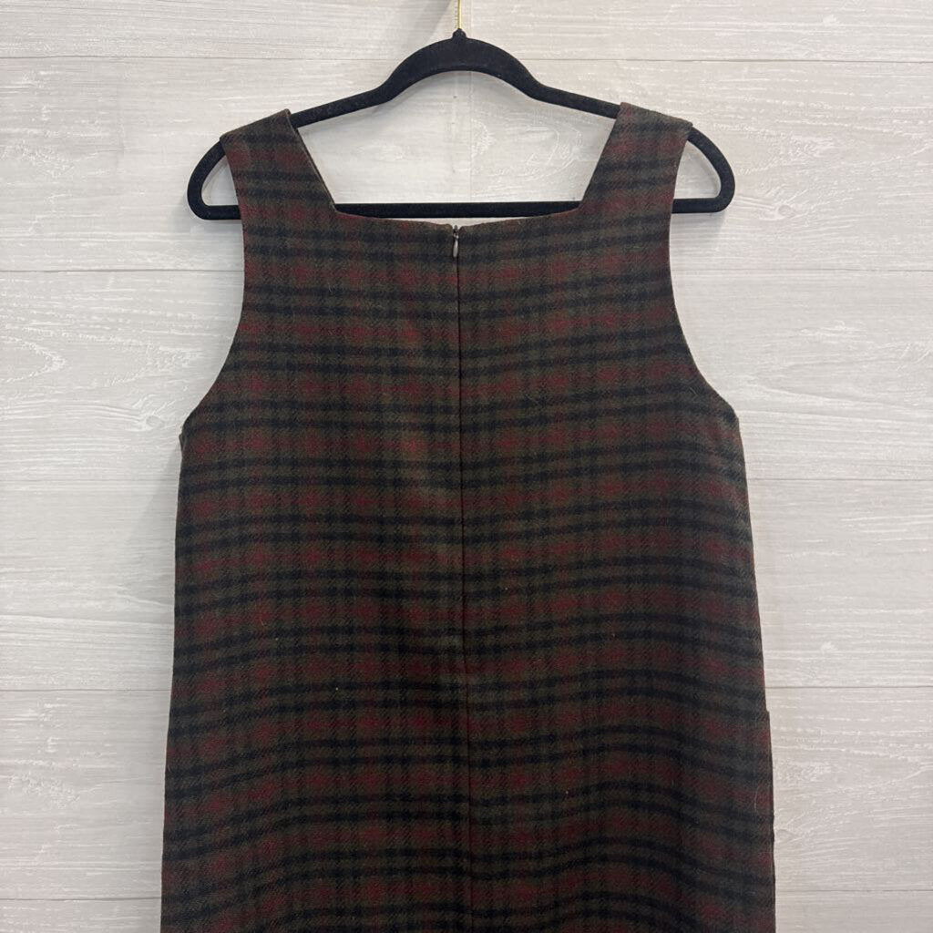 Harve Benard Grey/ Multi Plaid 100% Wool Jumper Dress 10