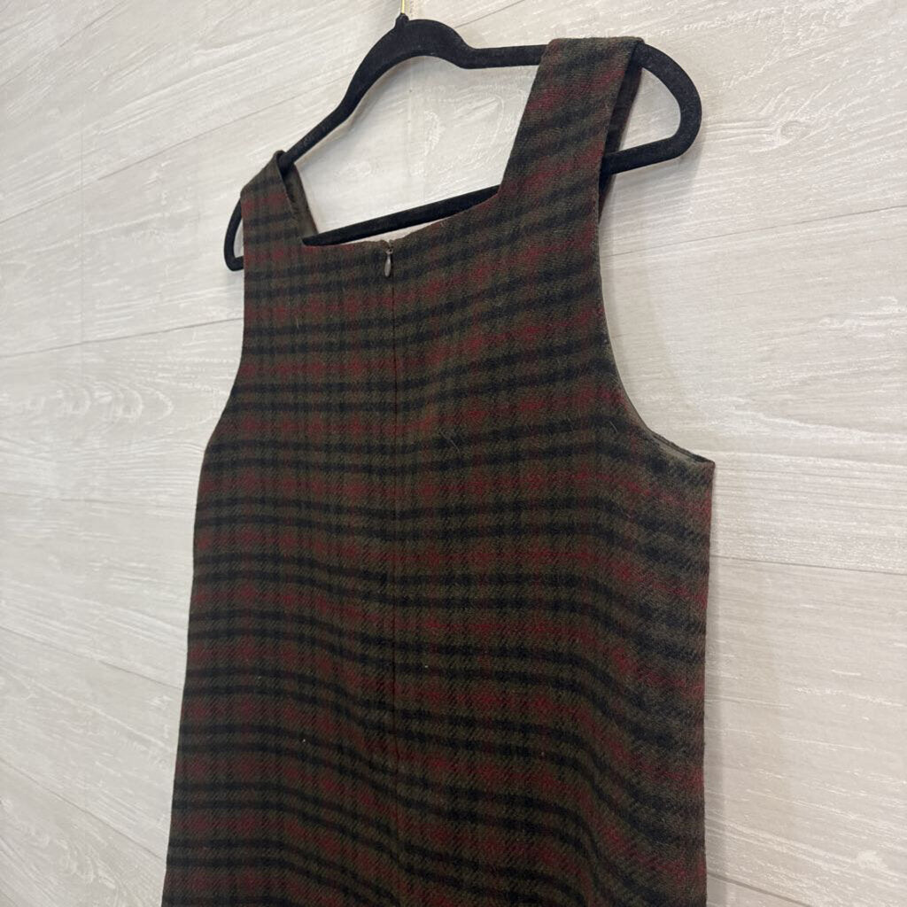 Harve Benard Grey/ Multi Plaid 100% Wool Jumper Dress 10