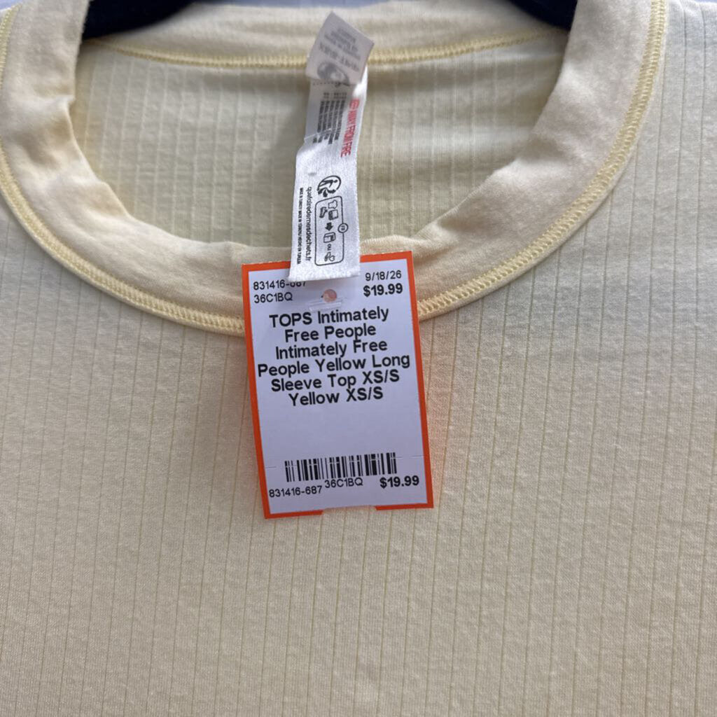 Intimately Free People Yellow Long Sleeve Top XS/S