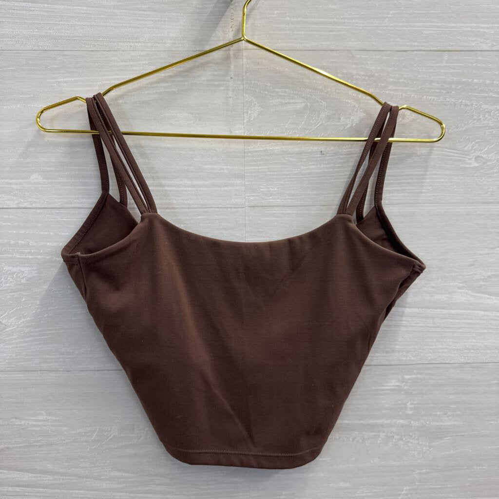 Brown Twist Back Sports Bra Small
