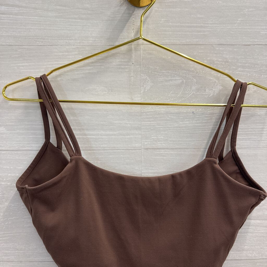 Brown Twist Back Sports Bra Small