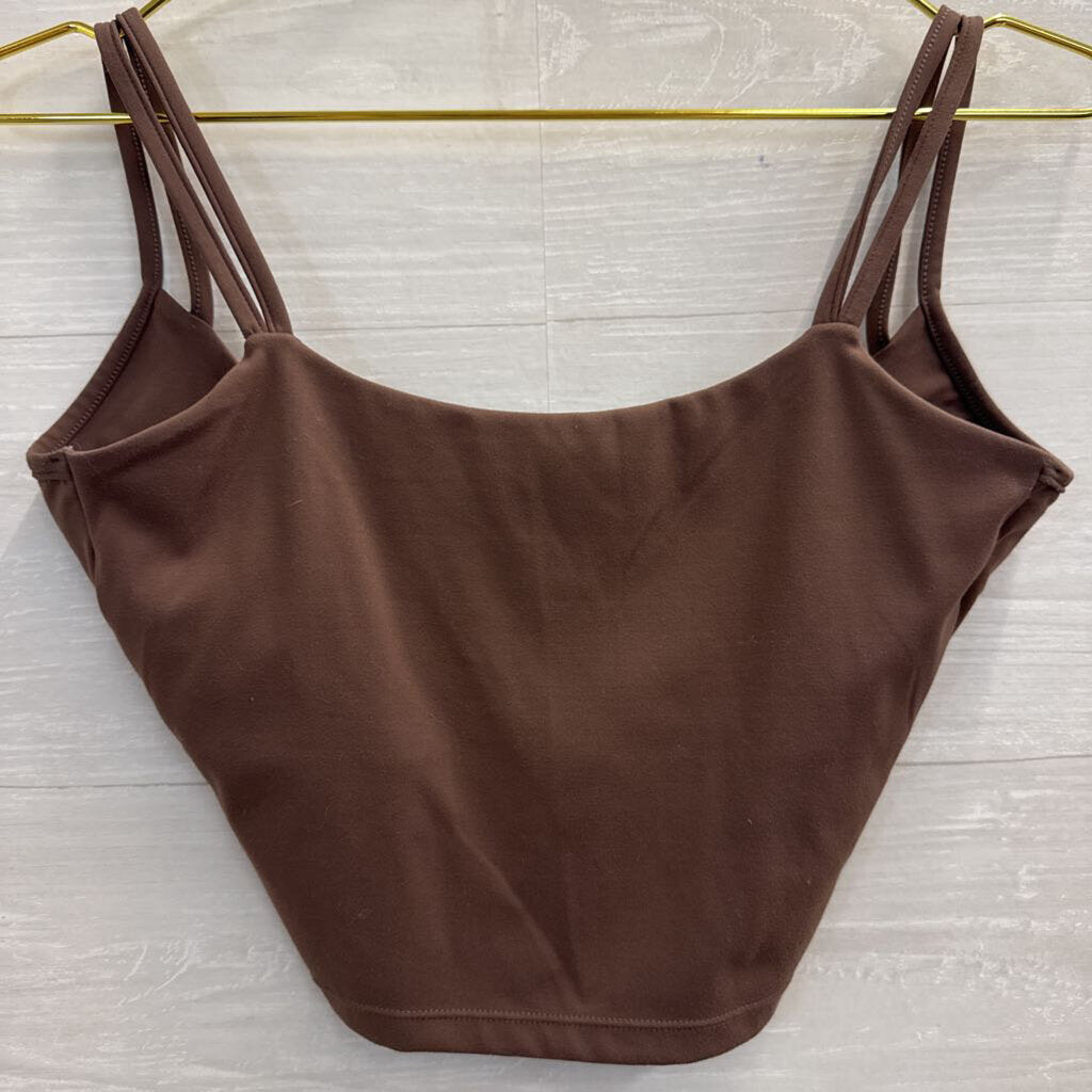 Brown Twist Back Sports Bra Small