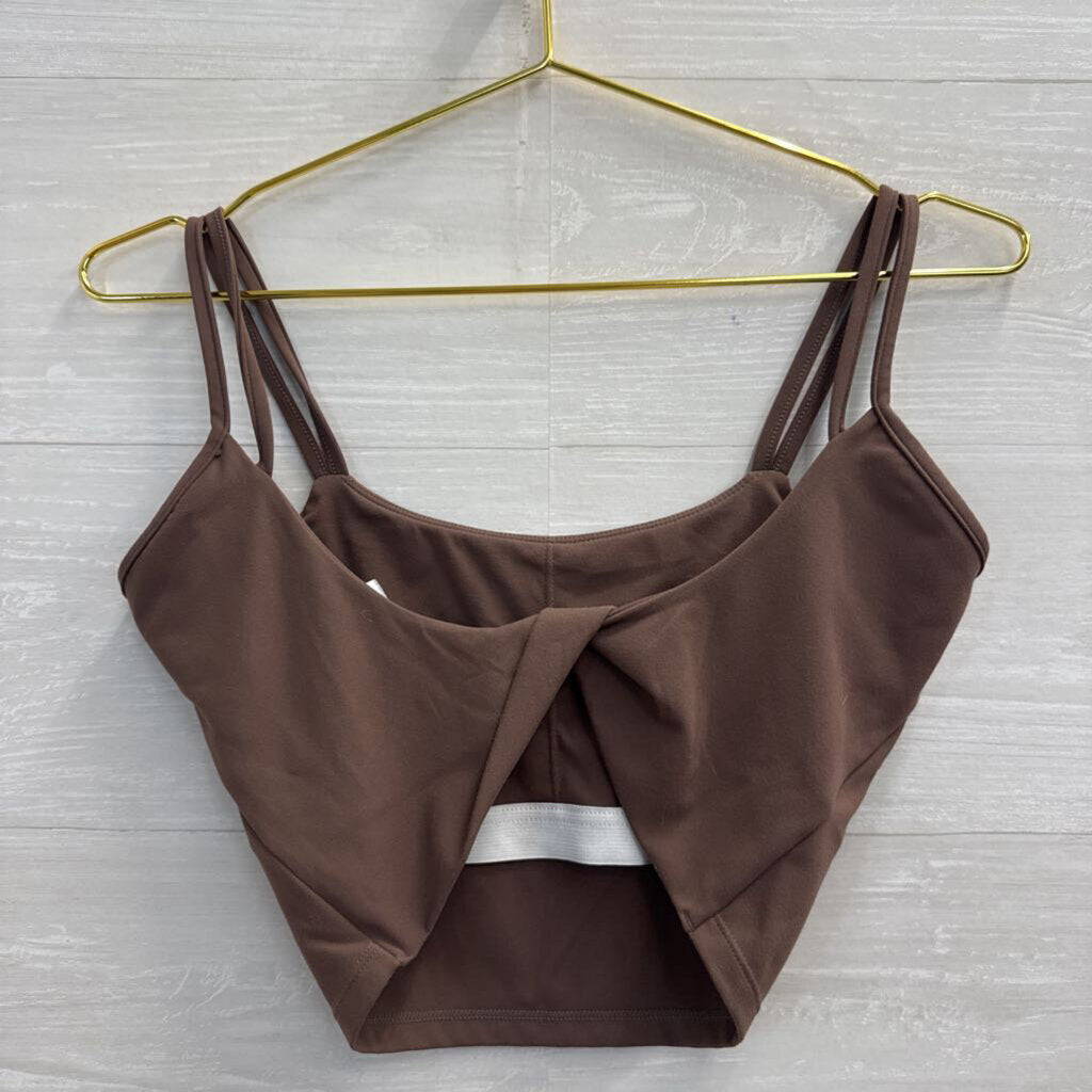 Brown Twist Back Sports Bra Small