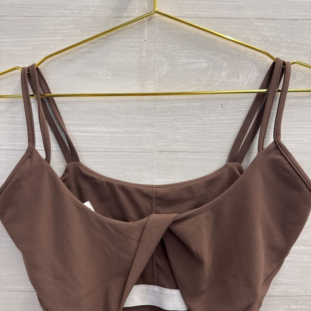 Brown Twist Back Sports Bra Small