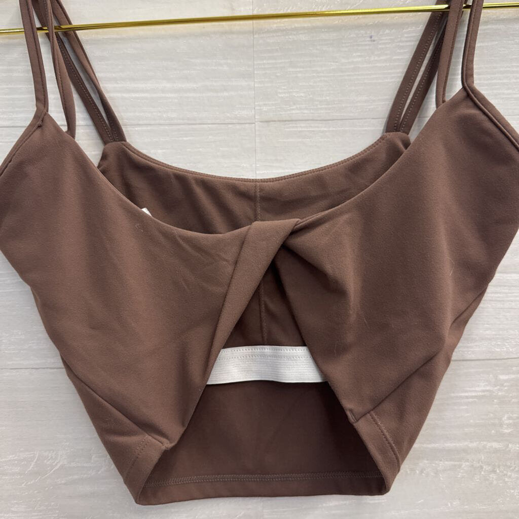 Brown Twist Back Sports Bra Small