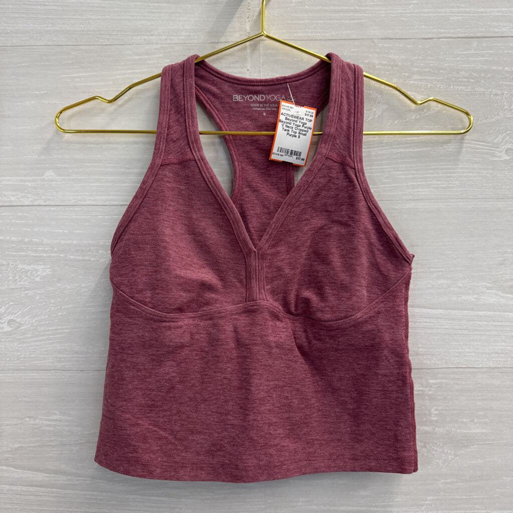 Beyond Yoga Purple V Neck Cropped Tank Top Small