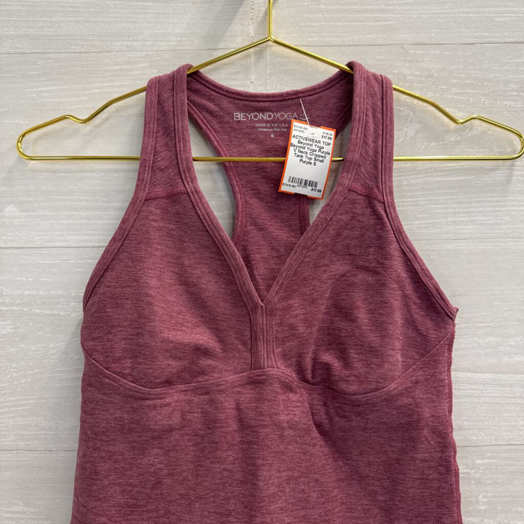 Beyond Yoga Purple V Neck Cropped Tank Top Small