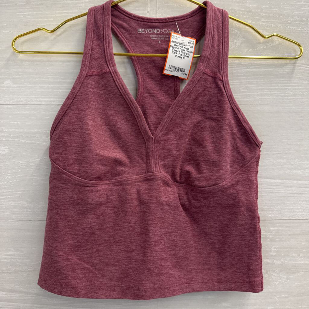 Beyond Yoga Purple V Neck Cropped Tank Top Small