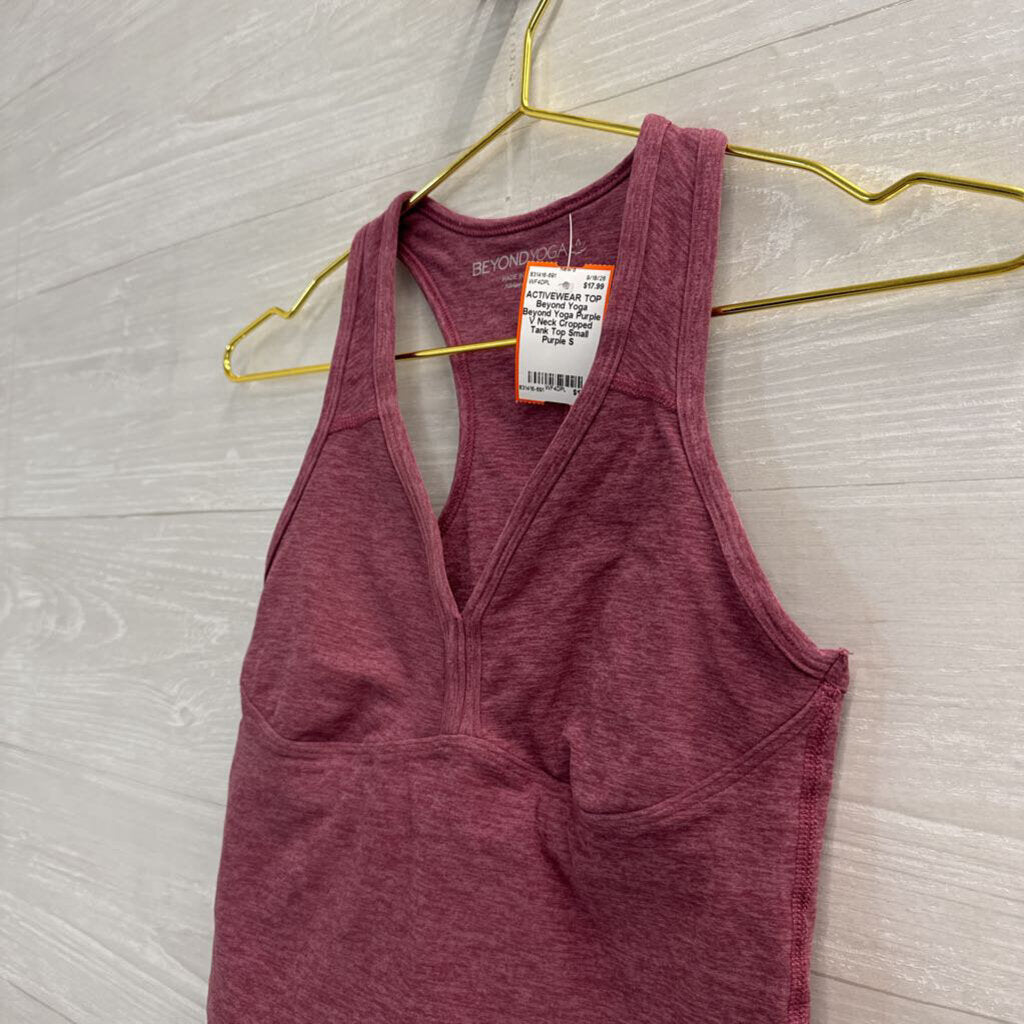 Beyond Yoga Purple V Neck Cropped Tank Top Small