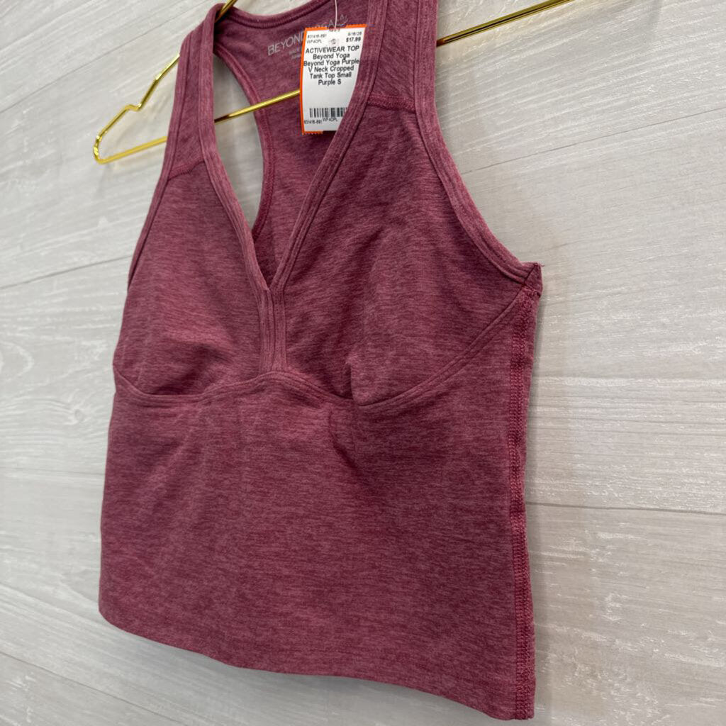 Beyond Yoga Purple V Neck Cropped Tank Top Small