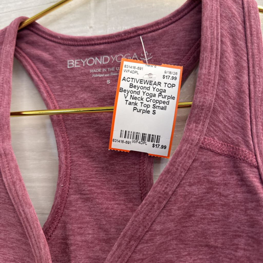 Beyond Yoga Purple V Neck Cropped Tank Top Small
