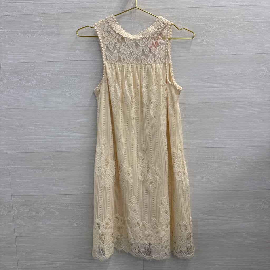 Altar'd State Cream Lace Sleeveless Dress Small