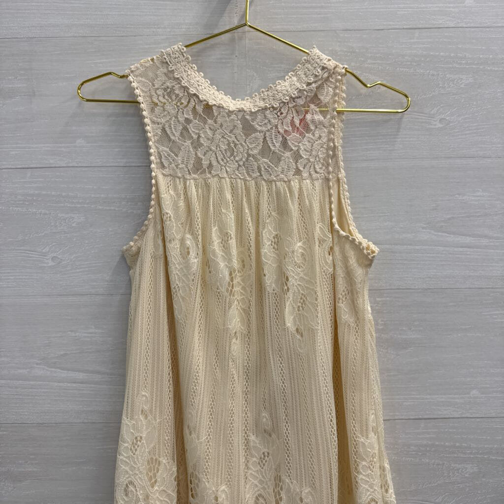 Altar'd State Cream Lace Sleeveless Dress Small