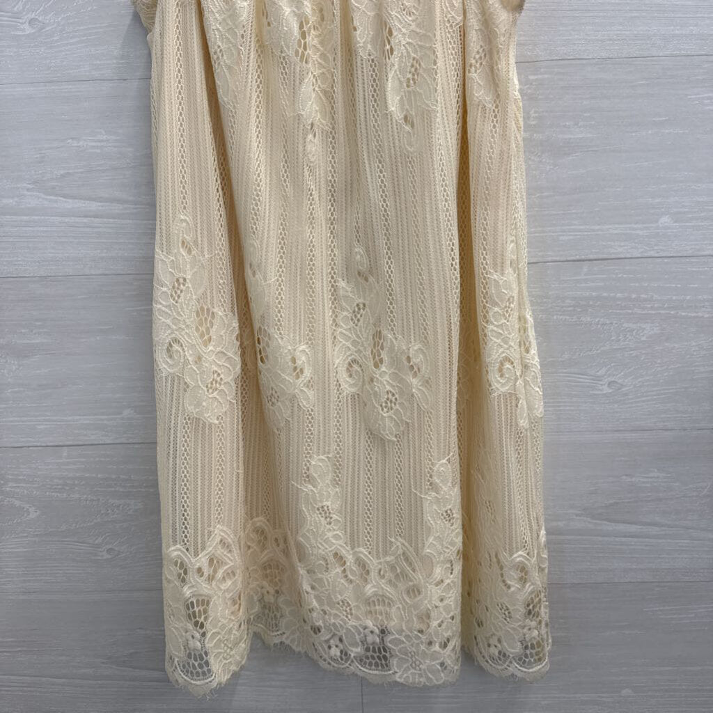 Altar'd State Cream Lace Sleeveless Dress Small