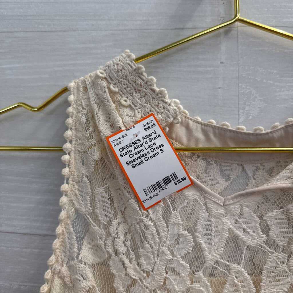 Altar'd State Cream Lace Sleeveless Dress Small
