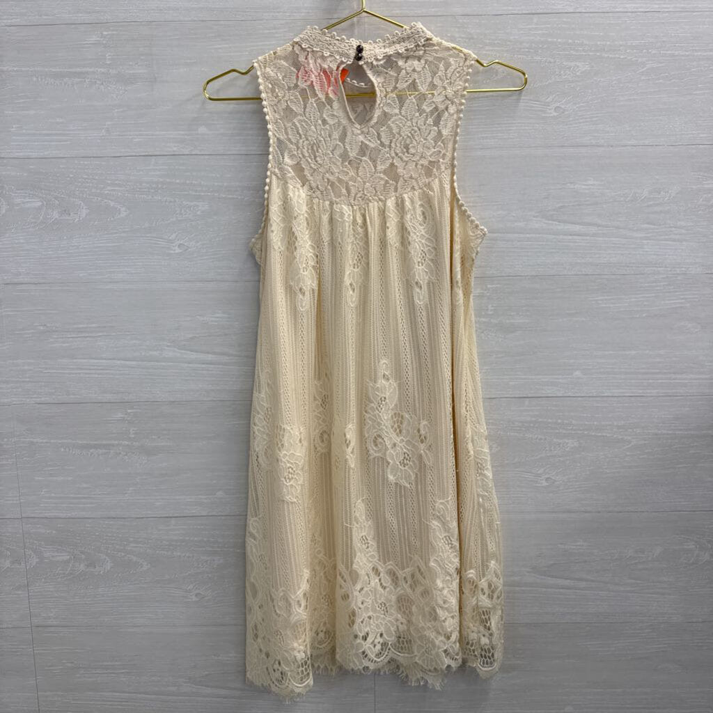 Altar'd State Cream Lace Sleeveless Dress Small