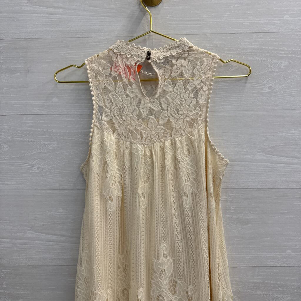 Altar'd State Cream Lace Sleeveless Dress Small