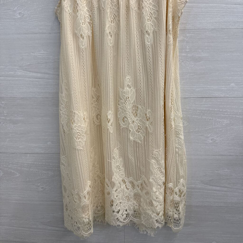 Altar'd State Cream Lace Sleeveless Dress Small