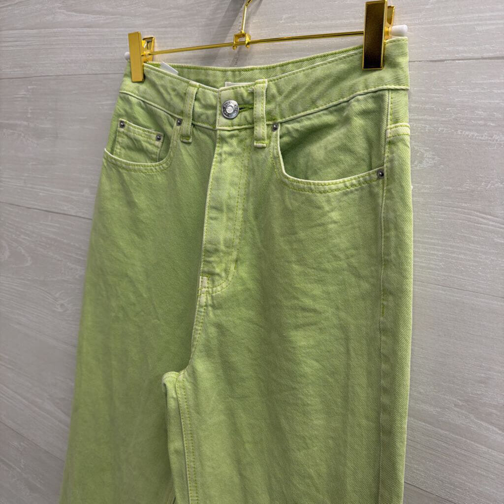 PacSun Green Denim High Waisted Wide Leg Jeans 23