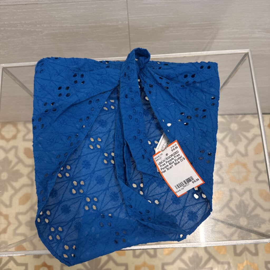 Free People Blue Eyelet Hair Scarf
