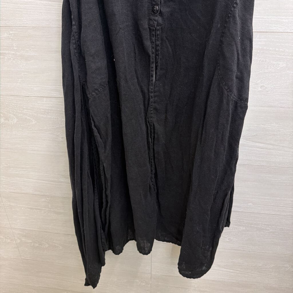 Cheyenne Black 100% Linen Split Sleeveless Maxi Top Small/ Medium