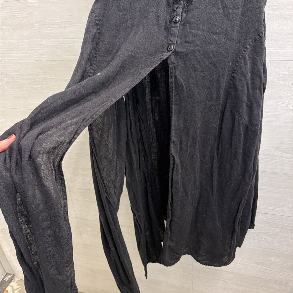 Cheyenne Black 100% Linen Split Sleeveless Maxi Top Small/ Medium