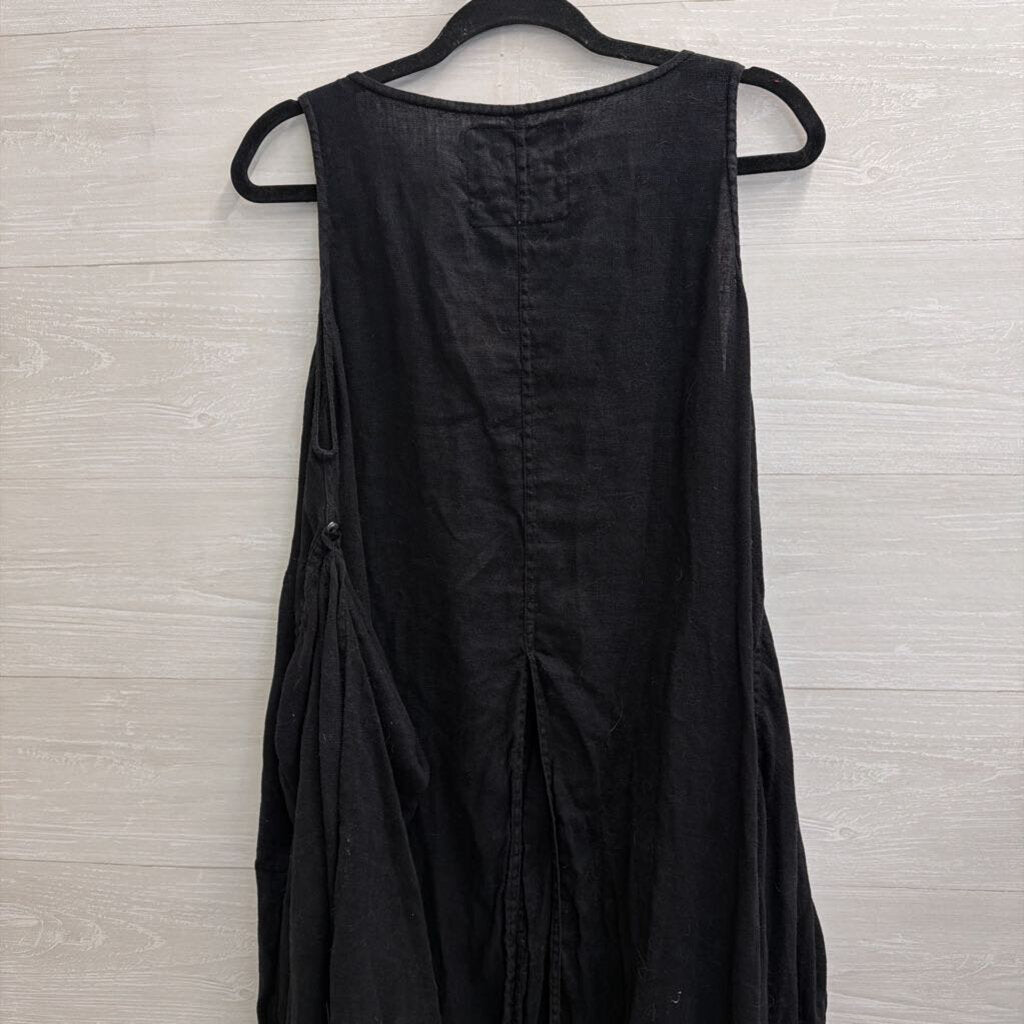 Cheyenne Black 100% Linen Split Sleeveless Maxi Top Small/ Medium