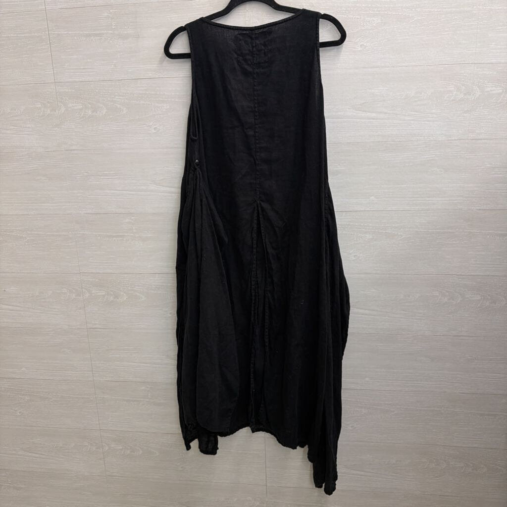 Cheyenne Black 100% Linen Split Sleeveless Maxi Top Small/ Medium