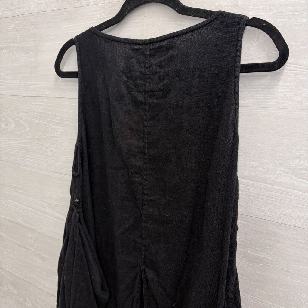 Cheyenne Black 100% Linen Split Sleeveless Maxi Top Small/ Medium