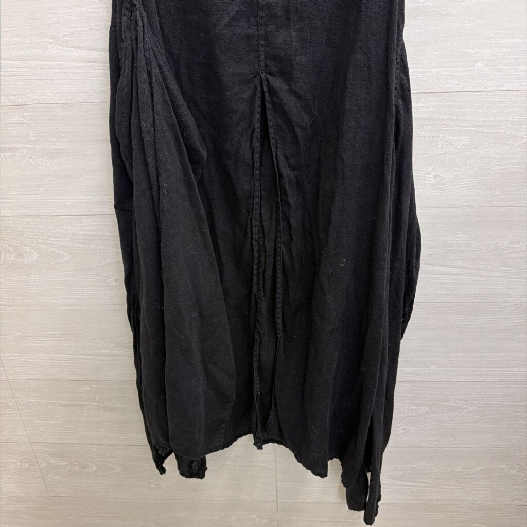 Cheyenne Black 100% Linen Split Sleeveless Maxi Top Small/ Medium